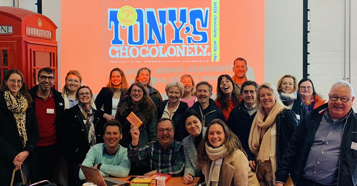 Purpose Tour te gast bij Tony's Chocolonely - groepsfoto