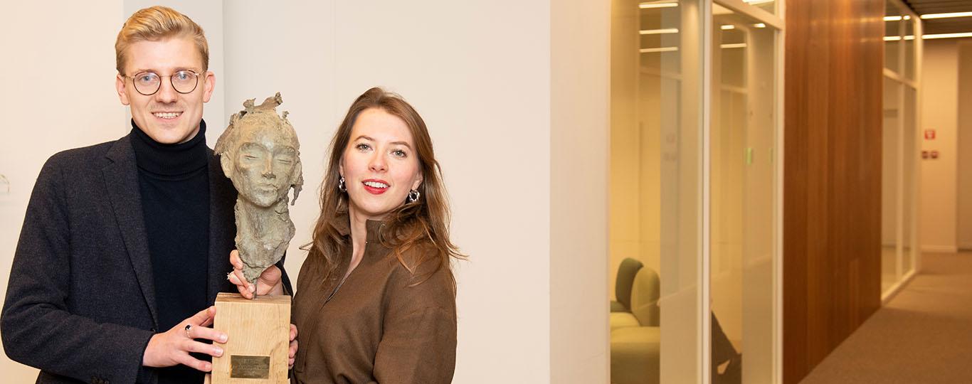 Wietse Van Ransbeeck en Aline Muylaert met ETION Leadership Award