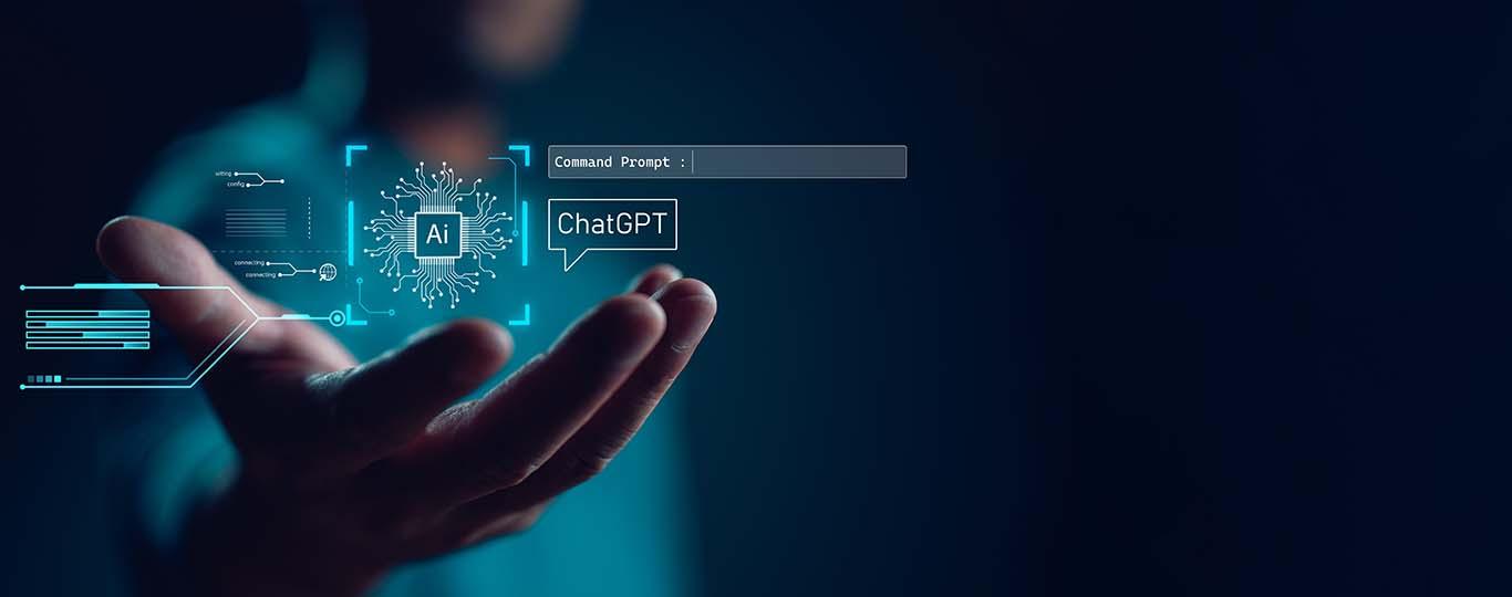 shutterstock visueel beeld van AI en ChatGPT in mensenhand