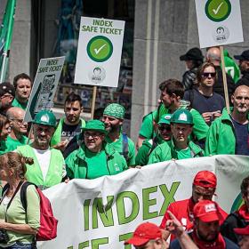 Betoging van vakbonden in Brussel tegen hogere prijzen