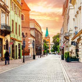 Straat in Krakau Polen