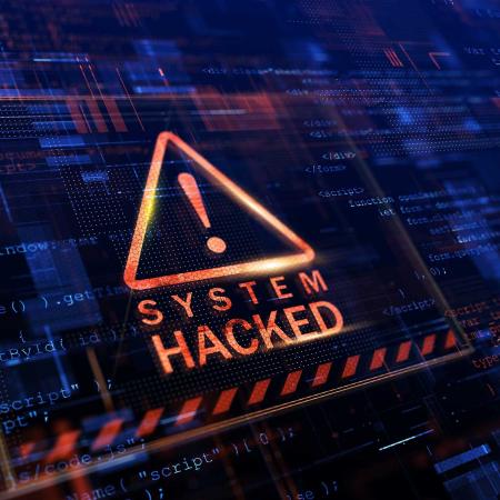 melding op beeldscherm: system hacked