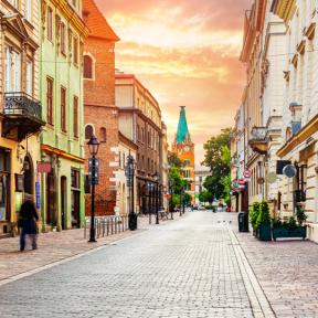 Straat in Krakau Polen