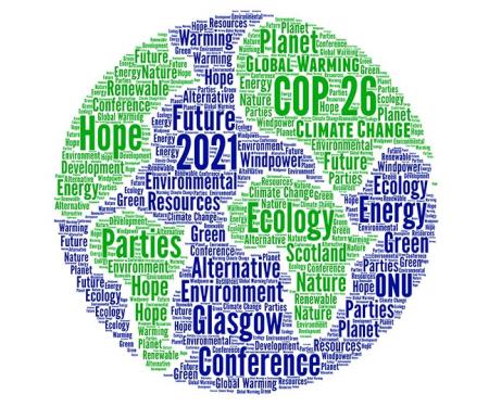 wereldbol symbool van COP26