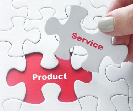 Illustratie van puzzel waar Product wordt afgedekt door Service