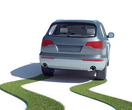 auto laat rijsporen in gras na
