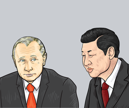 Russisch president Vladimir Poetin en Chinees leider Xi Jinping