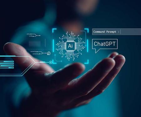 visueel beeld van AI en ChatGPT in mensenhand