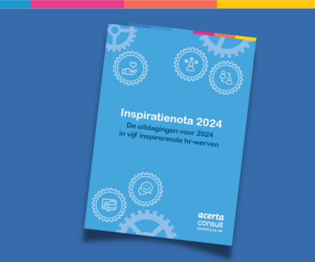 cover inspiratienota 2024 van Acerta Consult op een blauwe achtergrond
