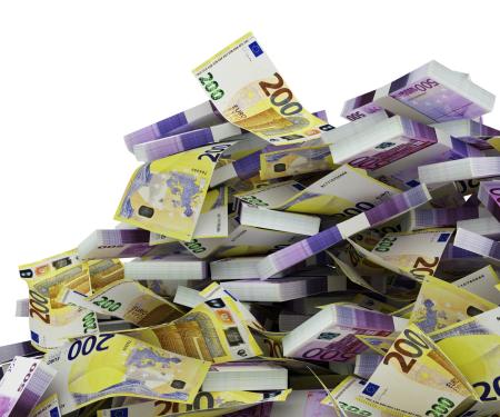 Eurobiljetten op een stapel