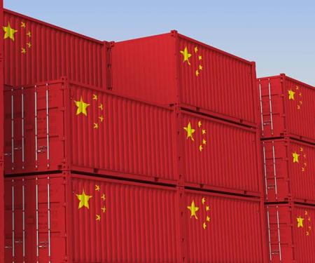 containers met daarop de Chinese vlag