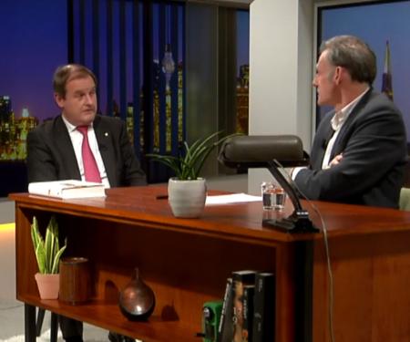 Geert Janssens en Philippe Gijsels tijdens een studiogesprek