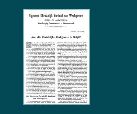 circulaire uit 1925 voor de oprichting van A.C.V.W.